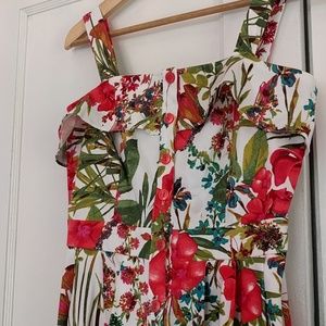 Tropical retro fit and flare dress